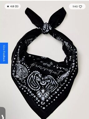 Free People Black and White Bandana Scarf